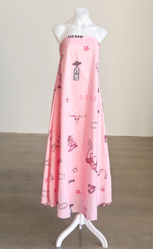 Yee - Haw Pink Boob Tube Maxi