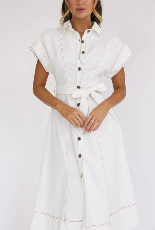 Desert Drover White Denim Dress