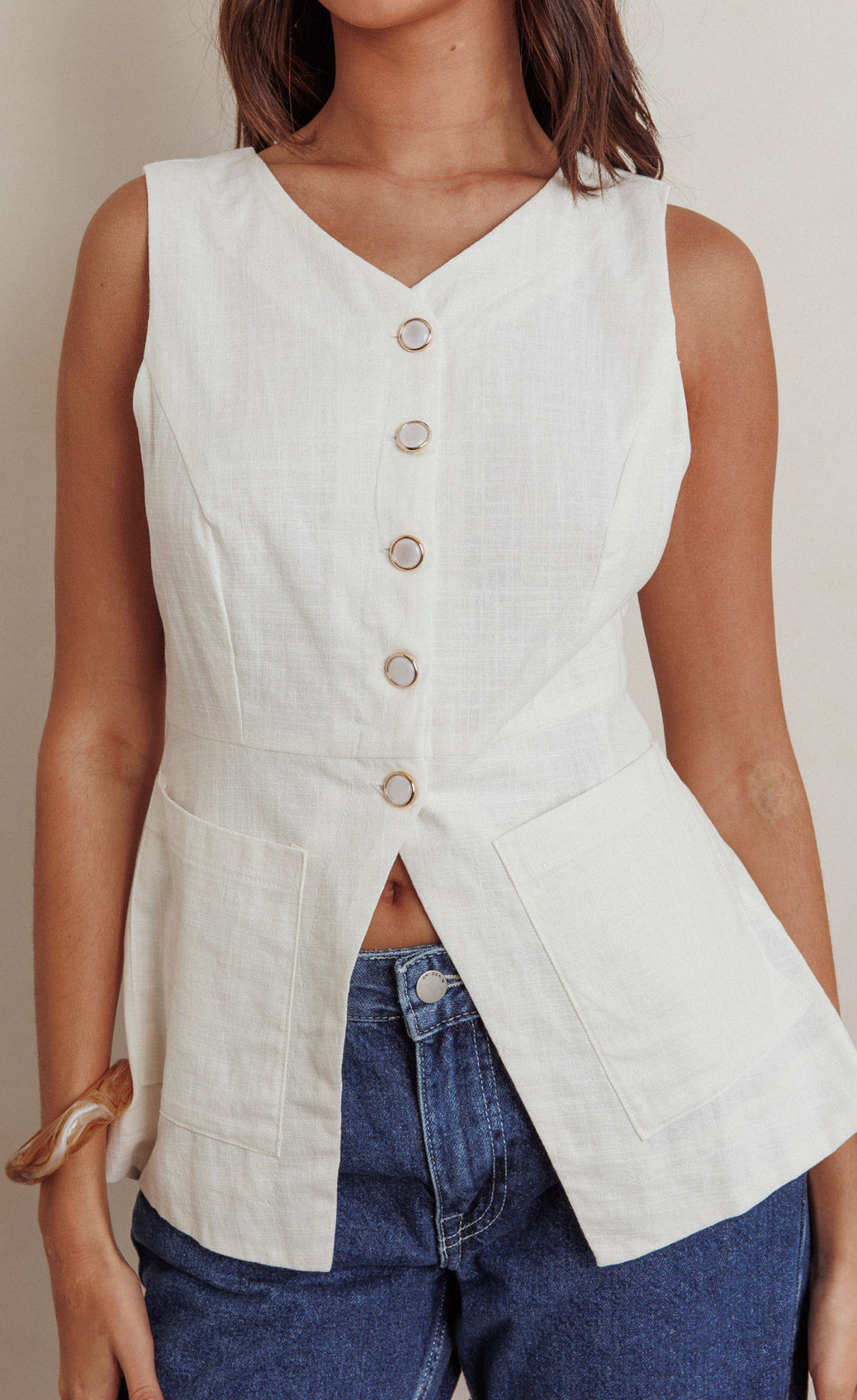 Pearl Linen Vest