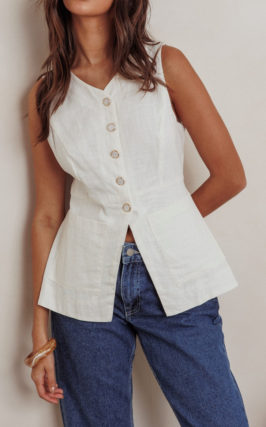 Pearl Linen Vest