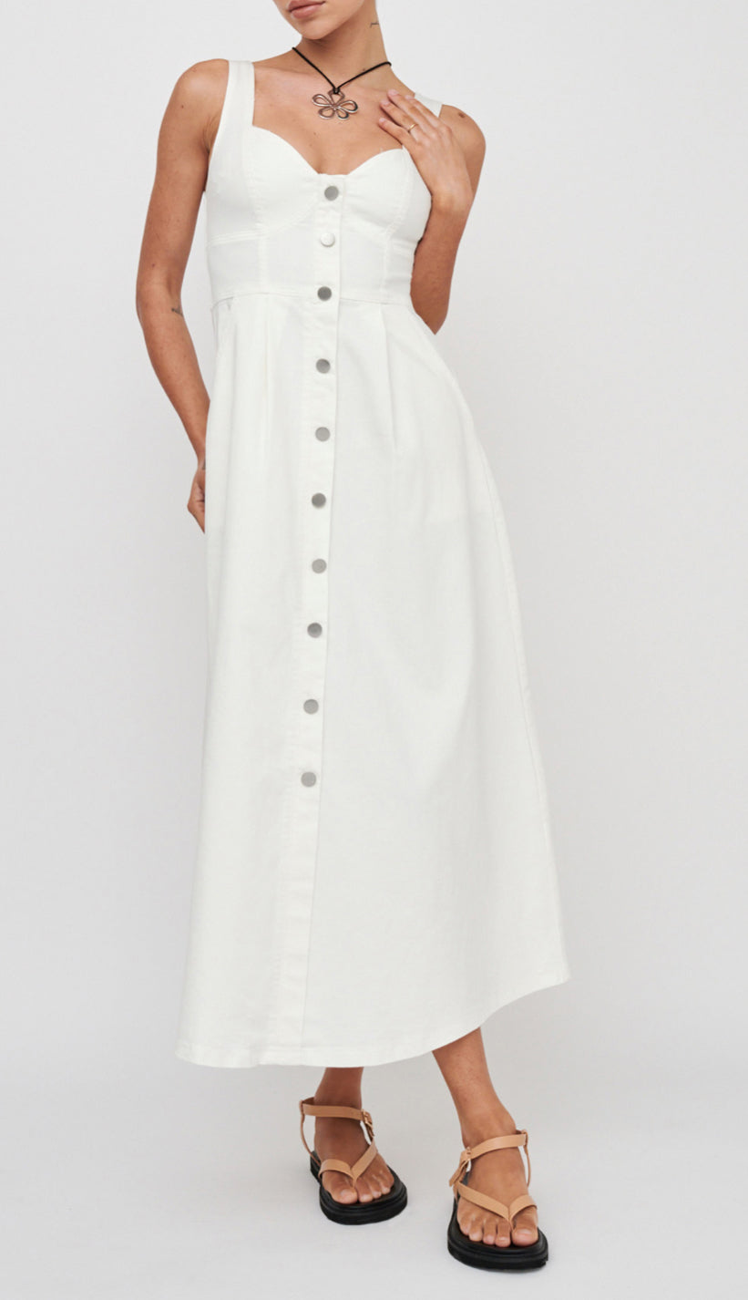 Millan White Denim Midi Dress