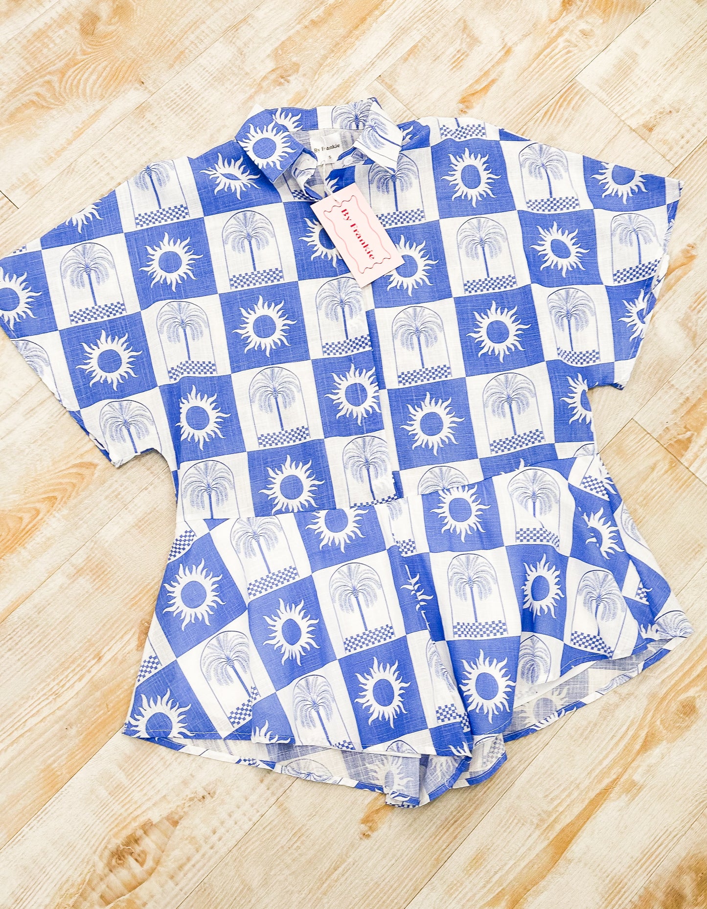 Blue/White Palm Frankie Playsuit